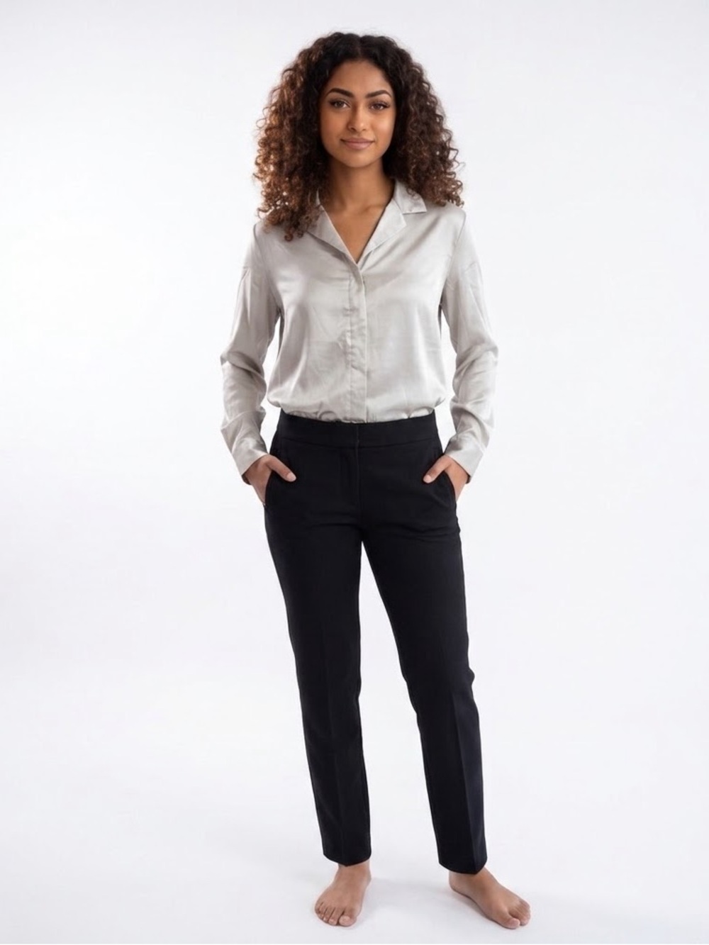 EXPRESS Black Mid Rise Straight Leg Dress Pants Slacks Size 4R